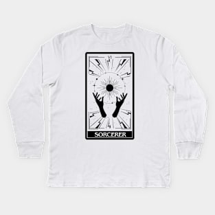 Sorcerer Tarot Card D&D Nat 20 Dungeons & Dragons T-Shirt Black Kids Long Sleeve T-Shirt